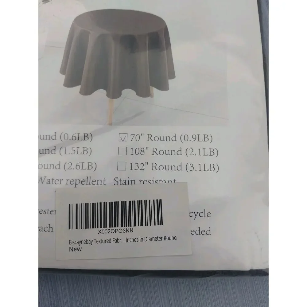 Biscayne Bay Fabric Tablecloth Color: Black Round Diameter 70” BRAND NEW